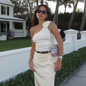 Mango one shoulder floral top